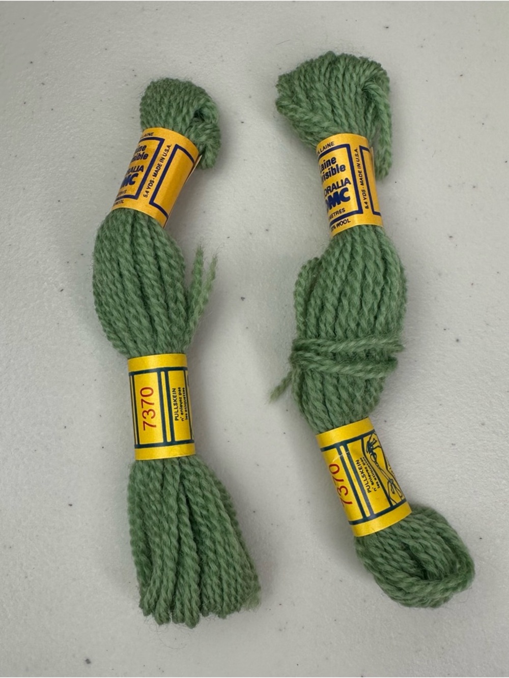 Lot of 2 Vintage Floralia DMC 100% Wool Green Yarn 7370
